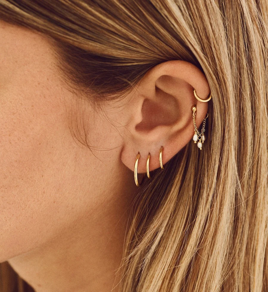Single Plain Ring Earring 14K - Image 3